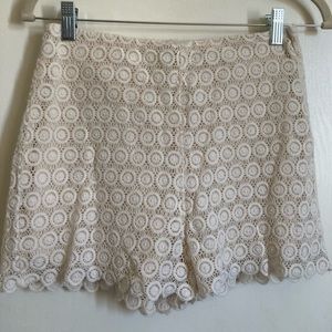 *Bleuh Ciel Ivory Cream Colored Crocheted Lace Overlay Size Medium Shorts #MBG